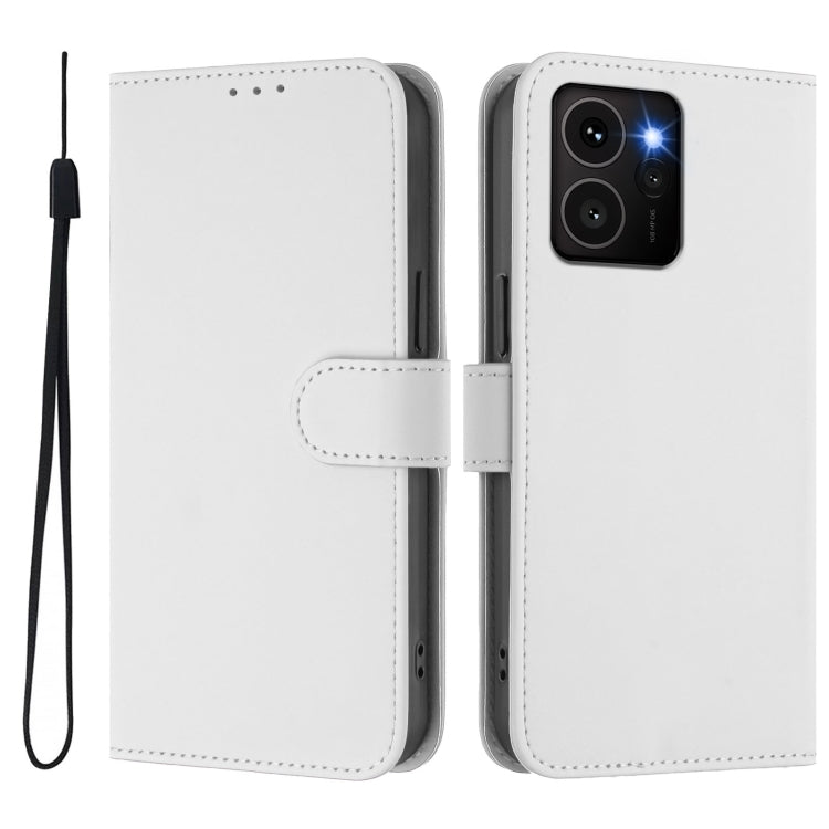 For HMD Skyline Skin Feel Solid Color Leather Phone Case with Lanyard