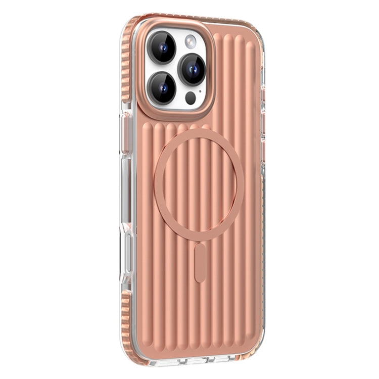 For iPhone 16 Pro Max Mutural Corrugated Texture Magsafe Magnetic Shockproof Phone Case