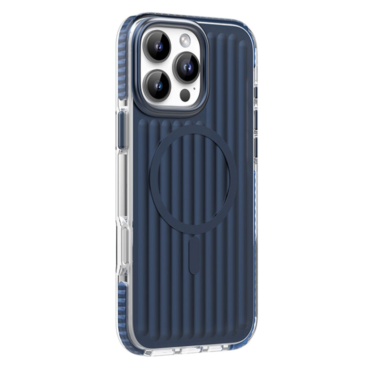 For iPhone 16 Pro Max Mutural Corrugated Texture Magsafe Magnetic Shockproof Phone Case
