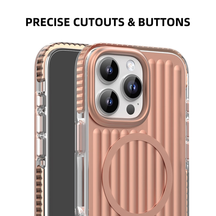 For iPhone 16 Pro Max Mutural Corrugated Texture Magsafe Magnetic Shockproof Phone Case