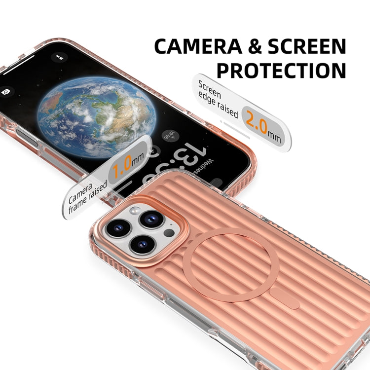 For iPhone 16 Pro Max Mutural Corrugated Texture Magsafe Magnetic Shockproof Phone Case