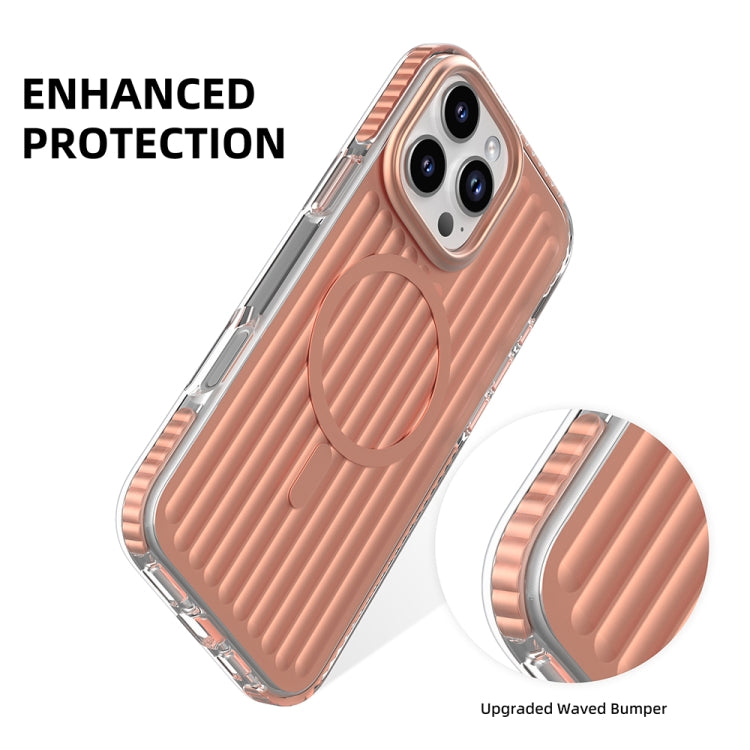 For iPhone 16 Pro Max Mutural Corrugated Texture Magsafe Magnetic Shockproof Phone Case
