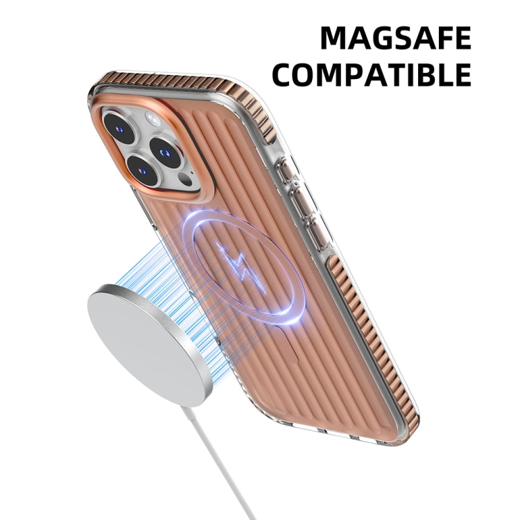 For iPhone 16 Pro Max Mutural Corrugated Texture Magsafe Magnetic Shockproof Phone Case