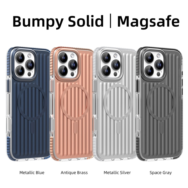 For iPhone 16 Pro Max Mutural Corrugated Texture Magsafe Magnetic Shockproof Phone Case