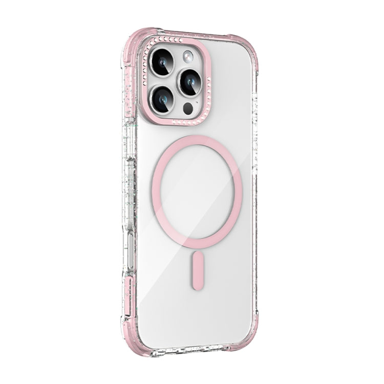 For iPhone 16 Pro Mutural Blink Series Glitter Edge MagSafe Magnetic Phone Case