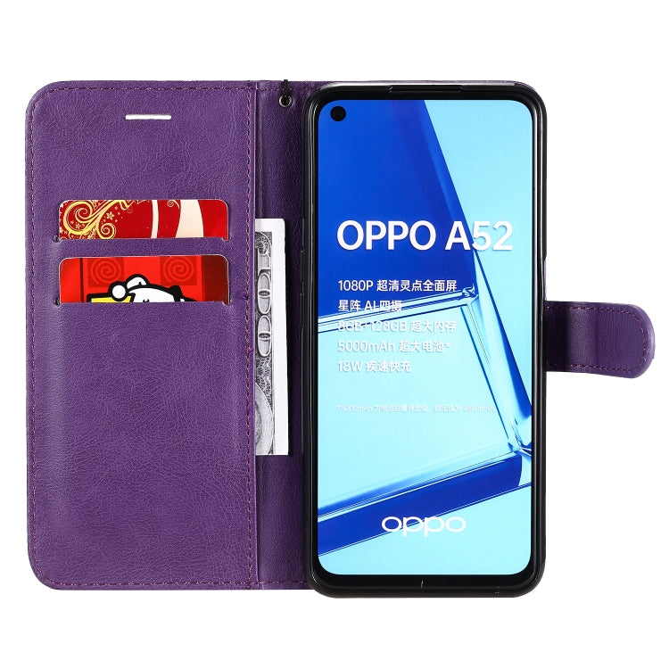 For Oppo A52 / A72 / A92 Solid Color Horizontal Flip Protective Leather Case with Holder & Card Slots & Wallet & Photo Frame & Lanyard