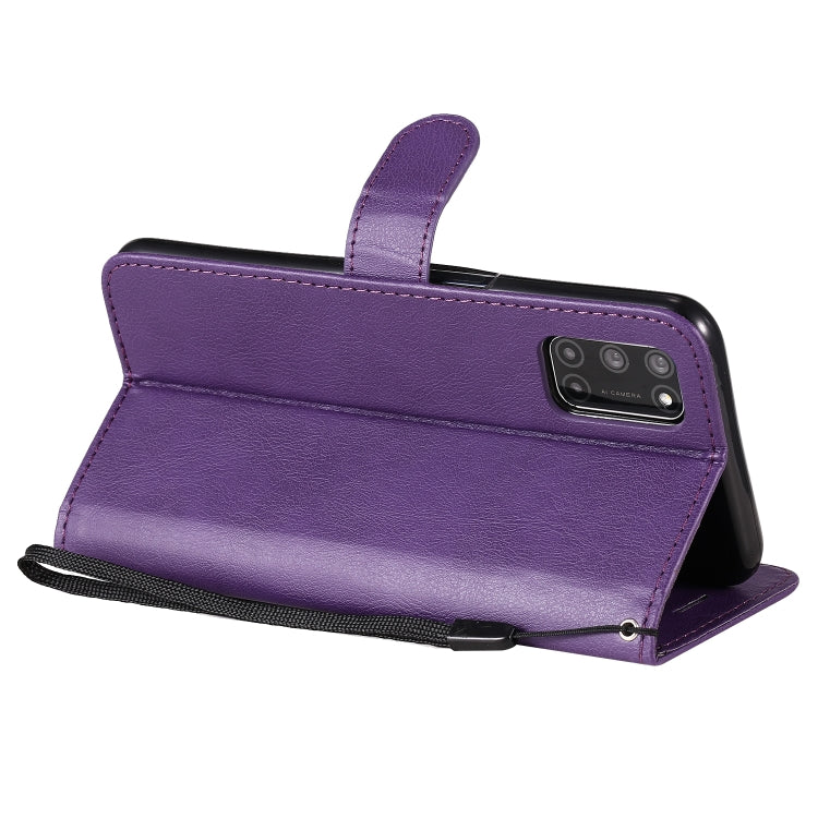 For Oppo A52 / A72 / A92 Solid Color Horizontal Flip Protective Leather Case with Holder & Card Slots & Wallet & Photo Frame & Lanyard