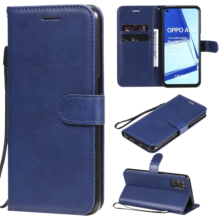 For Oppo A52 / A72 / A92 Solid Color Horizontal Flip Protective Leather Case with Holder & Card Slots & Wallet & Photo Frame & Lanyard