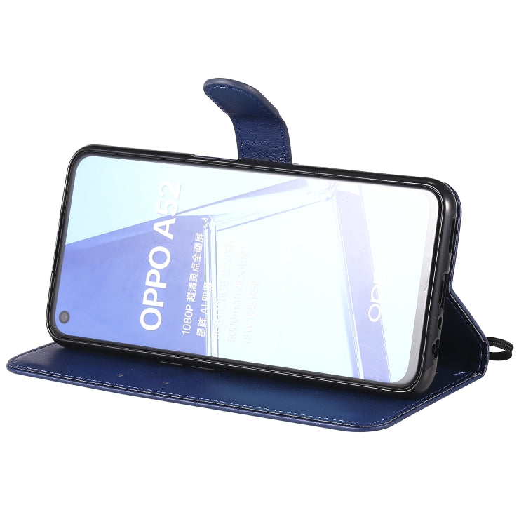 For Oppo A52 / A72 / A92 Solid Color Horizontal Flip Protective Leather Case with Holder & Card Slots & Wallet & Photo Frame & Lanyard