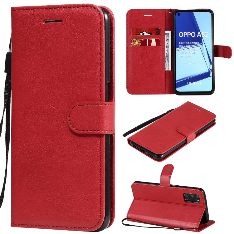 For Oppo A52 / A72 / A92 Solid Color Horizontal Flip Protective Leather Case with Holder & Card Slots & Wallet & Photo Frame & Lanyard