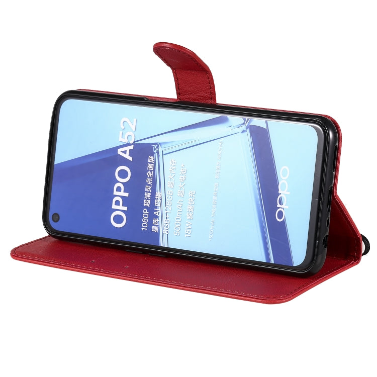 For Oppo A52 / A72 / A92 Solid Color Horizontal Flip Protective Leather Case with Holder & Card Slots & Wallet & Photo Frame & Lanyard