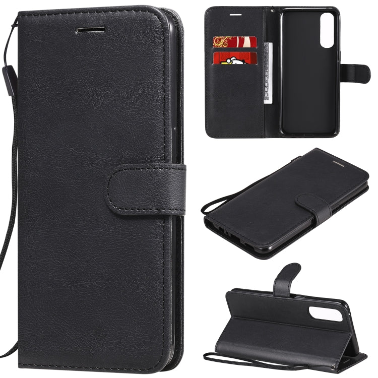 For Oppo Reno3 Pro 4G Solid Color Horizontal Flip Protective Leather Case with Holder & Card Slots & Wallet & Photo Frame & Lanyard
