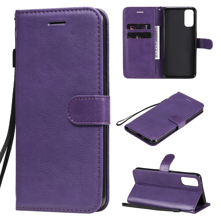For Oppo Reno4 5G Solid Color Horizontal Flip Protective Leather Case with Holder & Card Slots & Wallet & Photo Frame & Lanyard