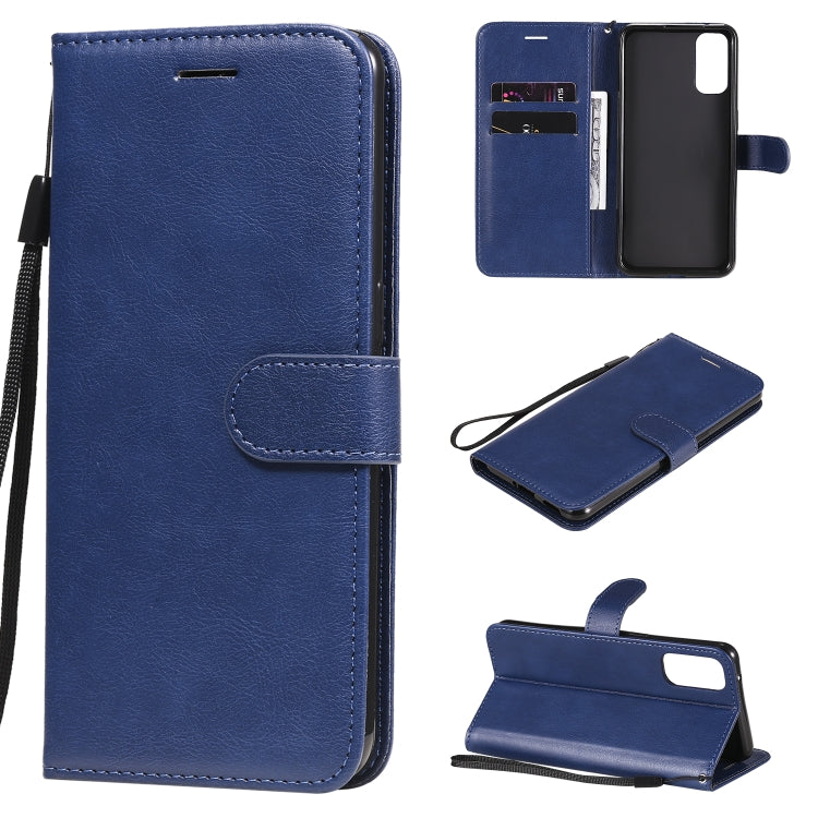 For Oppo Reno4 5G Solid Color Horizontal Flip Protective Leather Case with Holder & Card Slots & Wallet & Photo Frame & Lanyard
