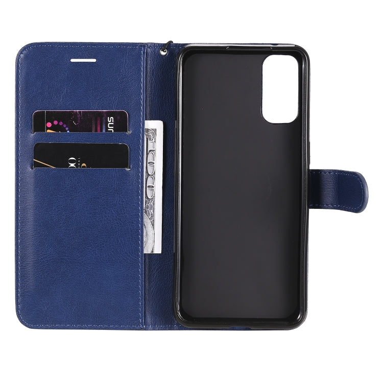 For Oppo Reno4 5G Solid Color Horizontal Flip Protective Leather Case with Holder & Card Slots & Wallet & Photo Frame & Lanyard