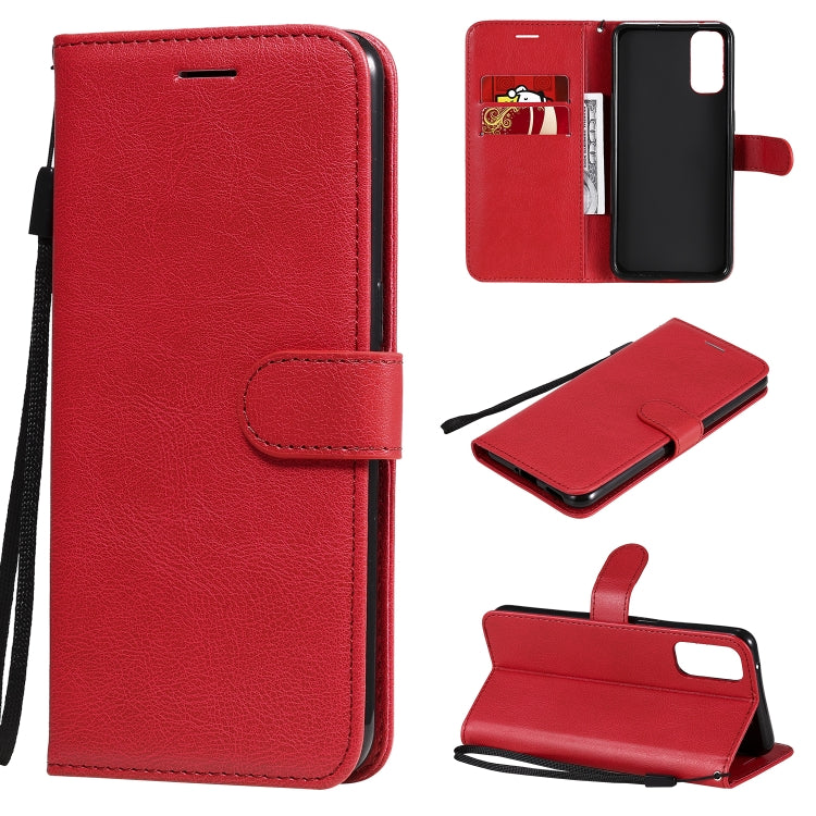 For Oppo Reno4 5G Solid Color Horizontal Flip Protective Leather Case with Holder & Card Slots & Wallet & Photo Frame & Lanyard