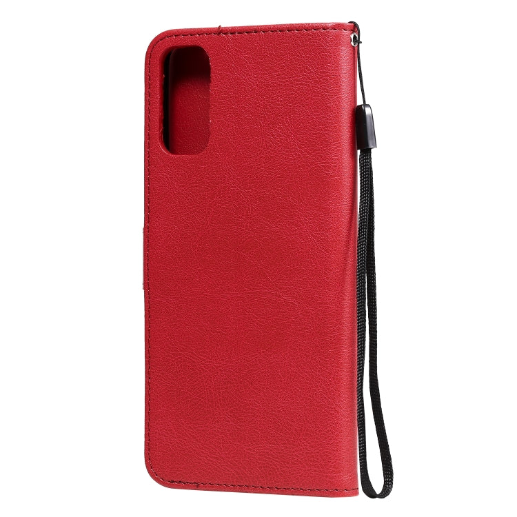 For Oppo Reno4 5G Solid Color Horizontal Flip Protective Leather Case with Holder & Card Slots & Wallet & Photo Frame & Lanyard