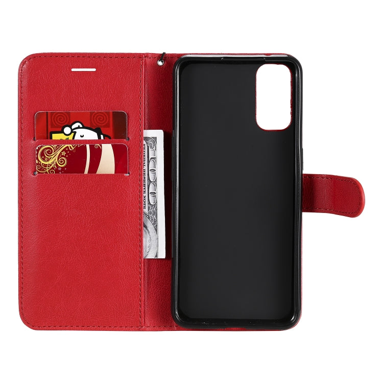 For Oppo Reno4 5G Solid Color Horizontal Flip Protective Leather Case with Holder & Card Slots & Wallet & Photo Frame & Lanyard