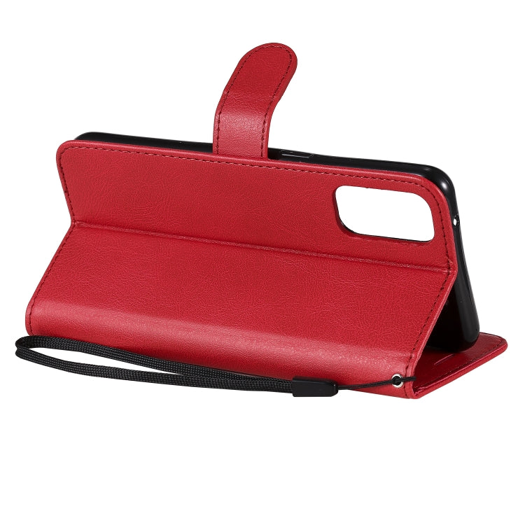 For Oppo Reno4 5G Solid Color Horizontal Flip Protective Leather Case with Holder & Card Slots & Wallet & Photo Frame & Lanyard