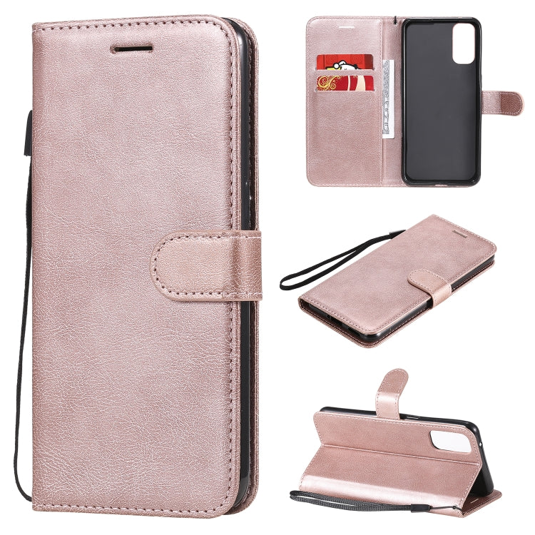 For Oppo Reno4 5G Solid Color Horizontal Flip Protective Leather Case with Holder & Card Slots & Wallet & Photo Frame & Lanyard