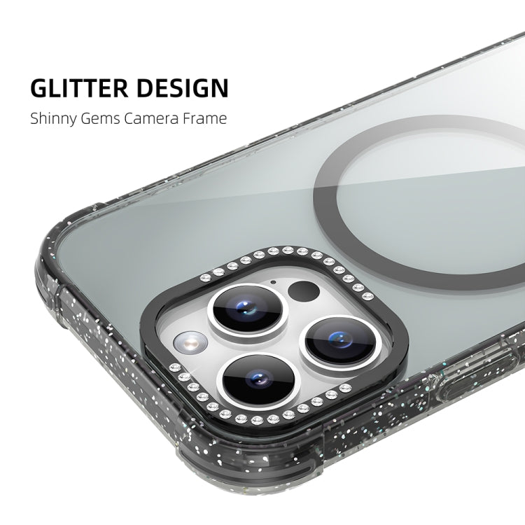 For iPhone 16 Pro Mutural Blink Series Glitter Edge MagSafe Magnetic Phone Case