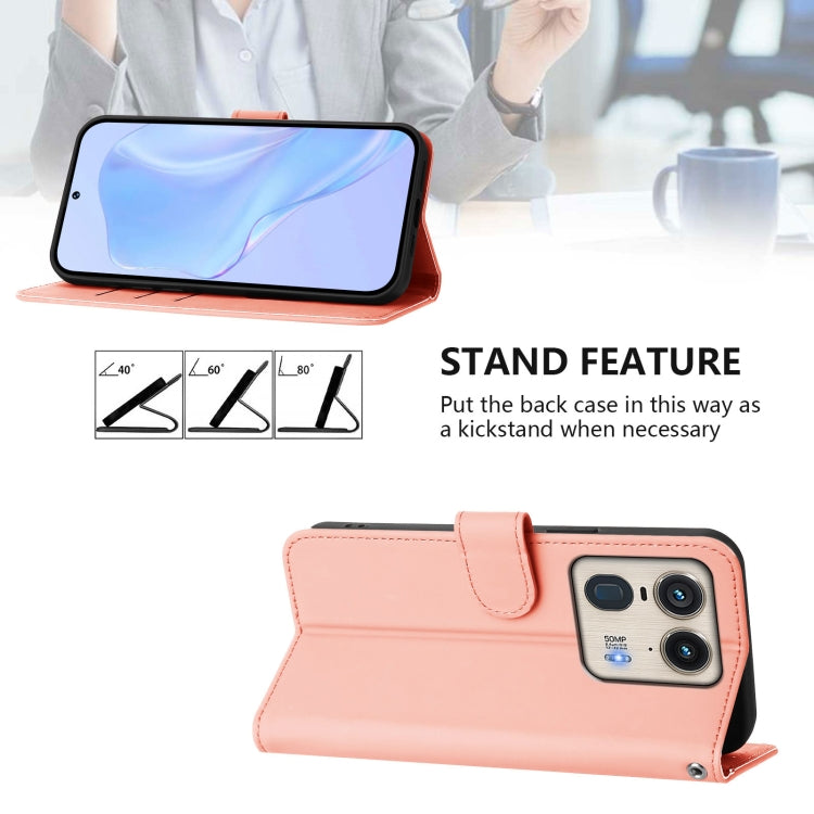 For Motorola Edge 50 5G Global Skin Feel Solid Color Leather Phone Case with Lanyard