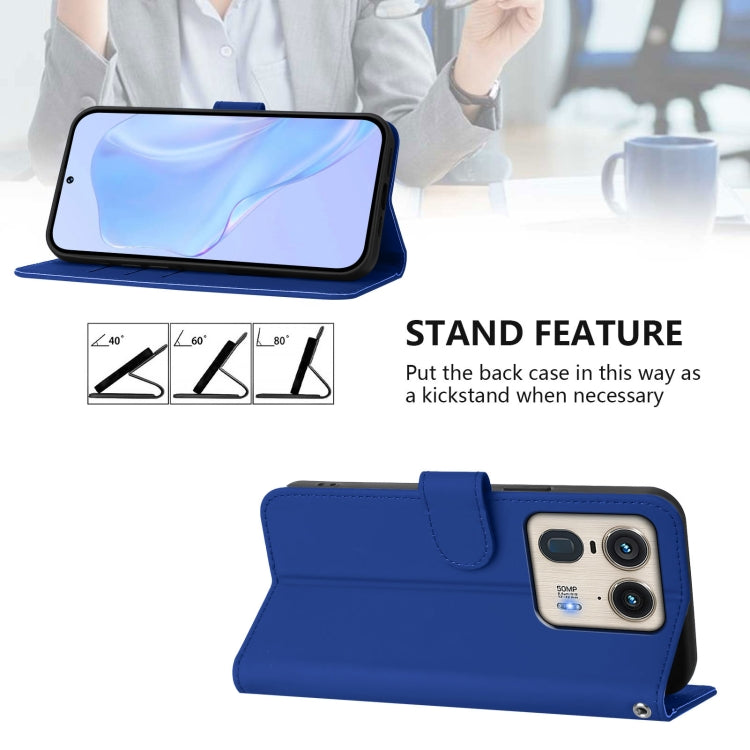 For Motorola Edge 50 5G Global Skin Feel Solid Color Leather Phone Case with Lanyard