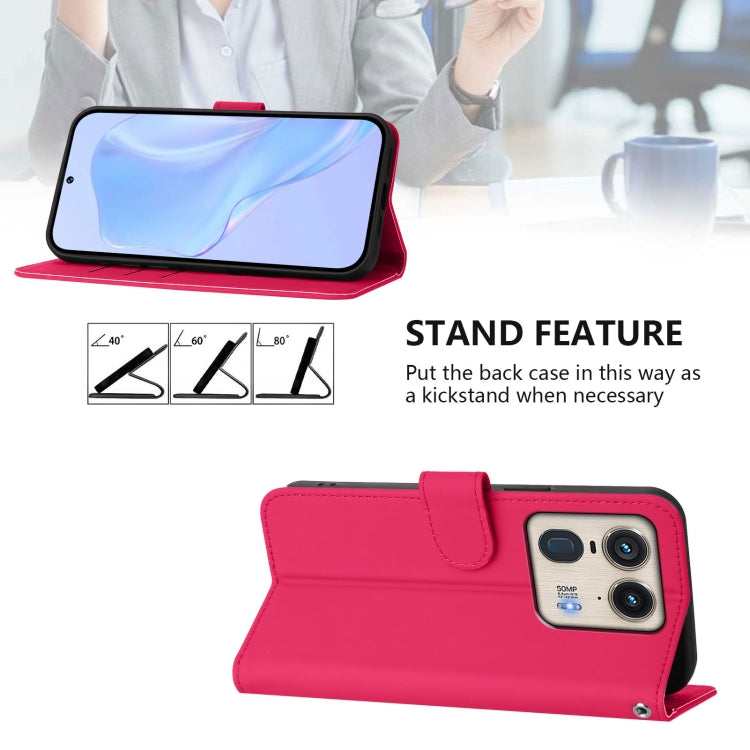 For Motorola Edge 50 5G Global Skin Feel Solid Color Leather Phone Case with Lanyard