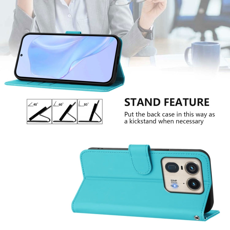 For Motorola Edge 50 5G Global Skin Feel Solid Color Leather Phone Case with Lanyard