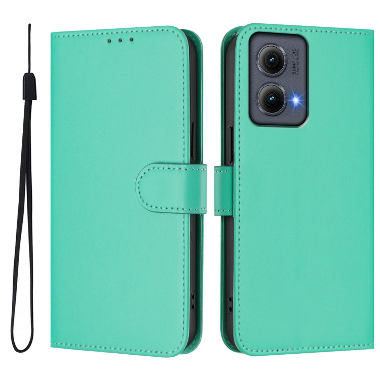 For Motorola Edge 5G 2024 Skin Feel Solid Color Leather Phone Case with Lanyard