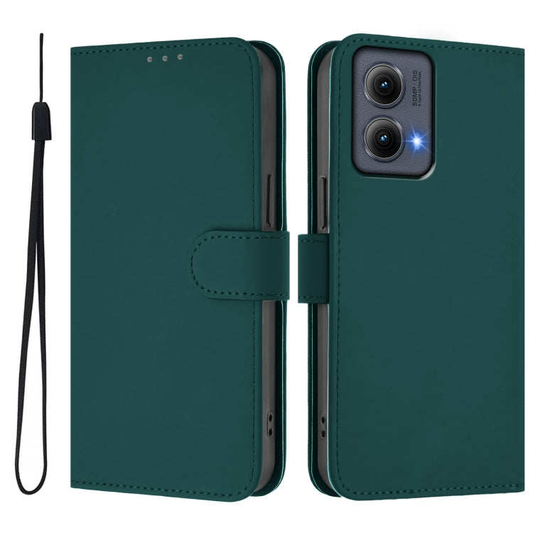 For Motorola Edge 5G 2024 Skin Feel Solid Color Leather Phone Case with Lanyard