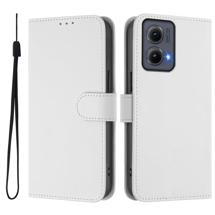 For Motorola Edge 5G 2024 Skin Feel Solid Color Leather Phone Case with Lanyard