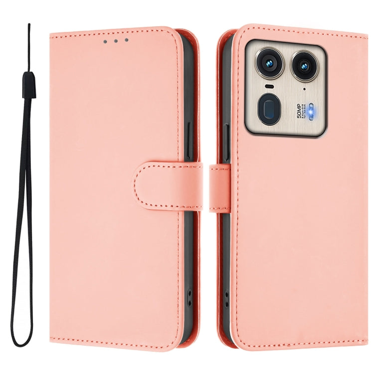 For Motorola Edge 50 Ultra / X50 Ultra Skin Feel Solid Color Leather Phone Case with Lanyard