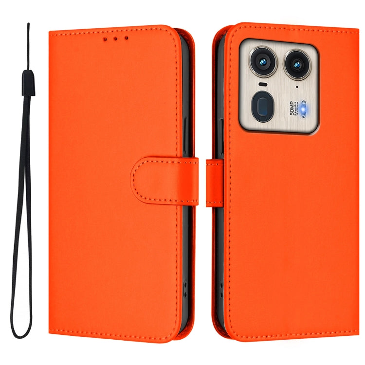 For Motorola Edge 50 Ultra / X50 Ultra Skin Feel Solid Color Leather Phone Case with Lanyard