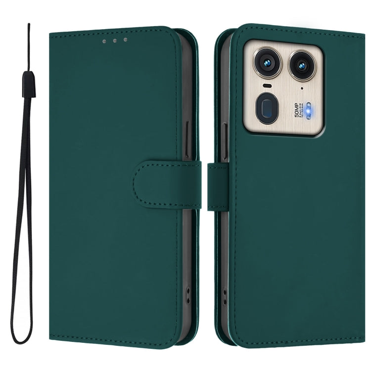 For Motorola Edge 50 Ultra / X50 Ultra Skin Feel Solid Color Leather Phone Case with Lanyard