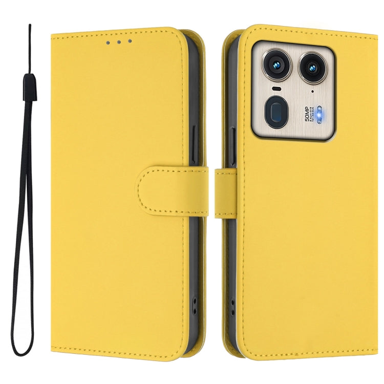 For Motorola Edge 50 Ultra / X50 Ultra Skin Feel Solid Color Leather Phone Case with Lanyard