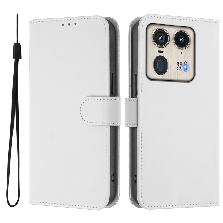 For Motorola Edge 50 Ultra / X50 Ultra Skin Feel Solid Color Leather Phone Case with Lanyard