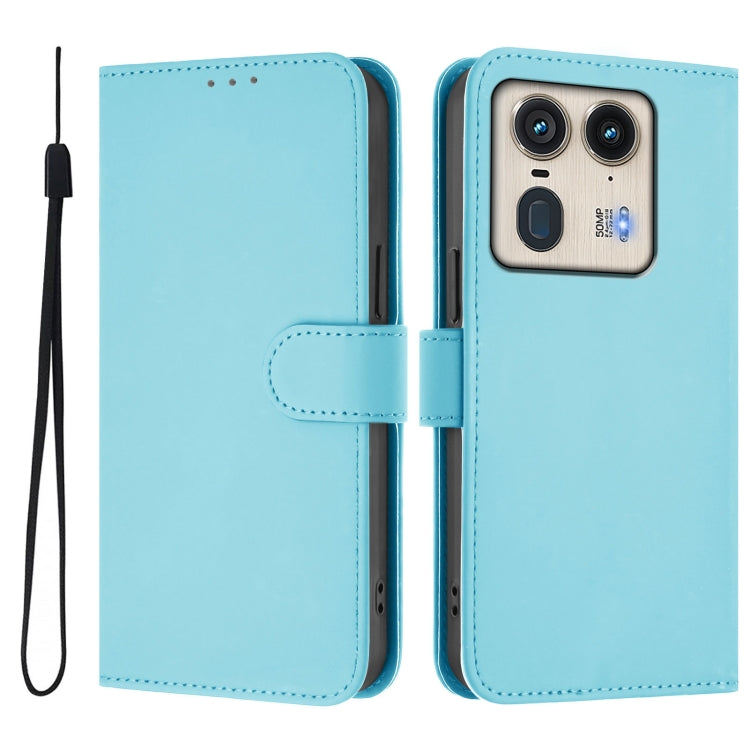 For Motorola Edge 50 Ultra / X50 Ultra Skin Feel Solid Color Leather Phone Case with Lanyard