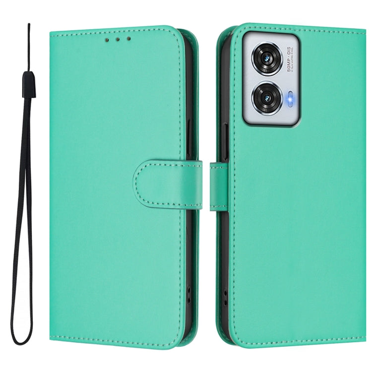 For Motorola Edge 50 Fusion Skin Feel Solid Color Leather Phone Case with Lanyard