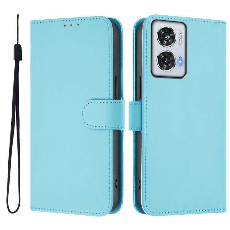 For Motorola Edge 50 Fusion Skin Feel Solid Color Leather Phone Case with Lanyard