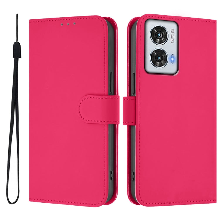 For Motorola Edge 50 Fusion Skin Feel Solid Color Leather Phone Case with Lanyard