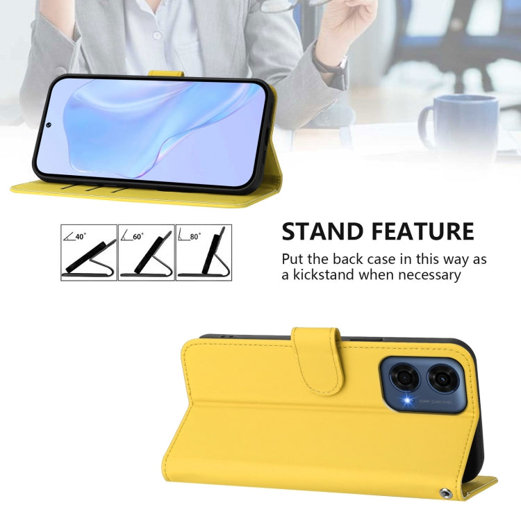 For Motorola Moto G24 Power 4G India Skin Feel Solid Color Leather Phone Case with Lanyard