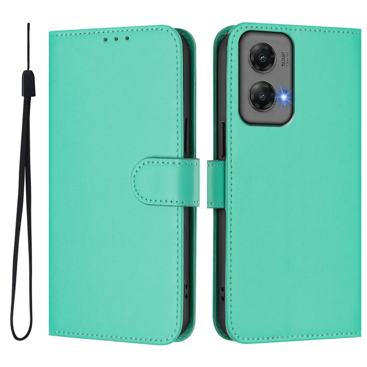 For Motorola Moto G Stylus 5G 2024 Skin Feel Solid Color Leather Phone Case with Lanyard