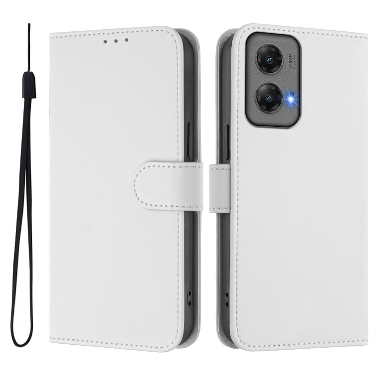 For Motorola Moto G Stylus 5G 2024 Skin Feel Solid Color Leather Phone Case with Lanyard