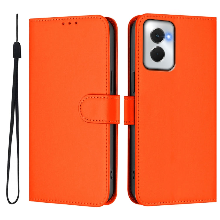 For Motorola Moto G Power 5G 2024 Skin Feel Solid Color Leather Phone Case with Lanyard