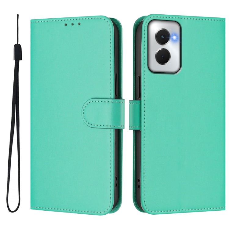 For Motorola Moto G Power 5G 2024 Skin Feel Solid Color Leather Phone Case with Lanyard