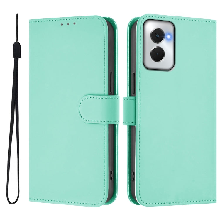 For Motorola Moto G Power 5G 2024 Skin Feel Solid Color Leather Phone Case with Lanyard