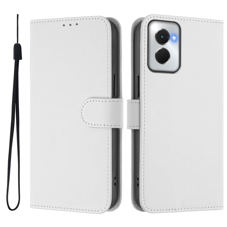 For Motorola Moto G Power 5G 2024 Skin Feel Solid Color Leather Phone Case with Lanyard