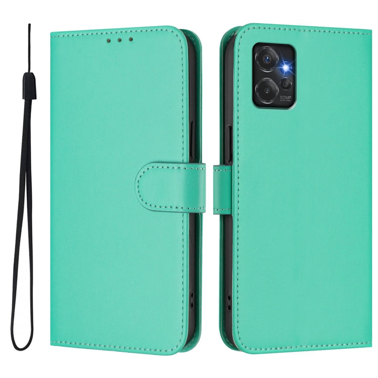 For Motorola Moto G Power 5G Skin Feel Solid Color Leather Phone Case with Lanyard