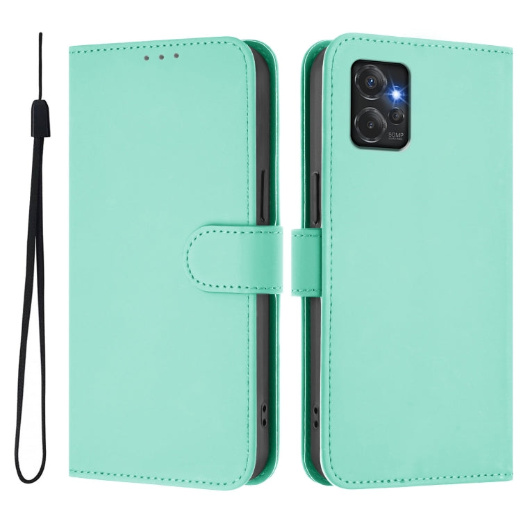 For Motorola Moto G Power 5G Skin Feel Solid Color Leather Phone Case with Lanyard